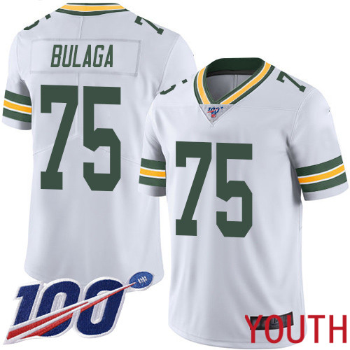 Green Bay Packers Limited White Youth 75 Bulaga Bryan Road Jersey Nike NFL 100th Season Vapor Untouchable